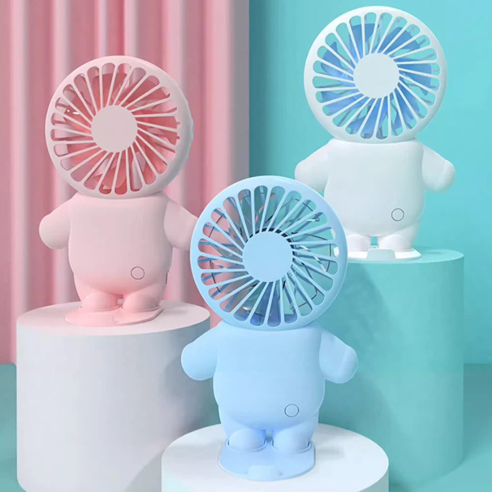 Mini Portable Astronaut Fan with 3 Speed Modes Hand-held Fan with Detachable Base Stand USB Charging Cute Fan