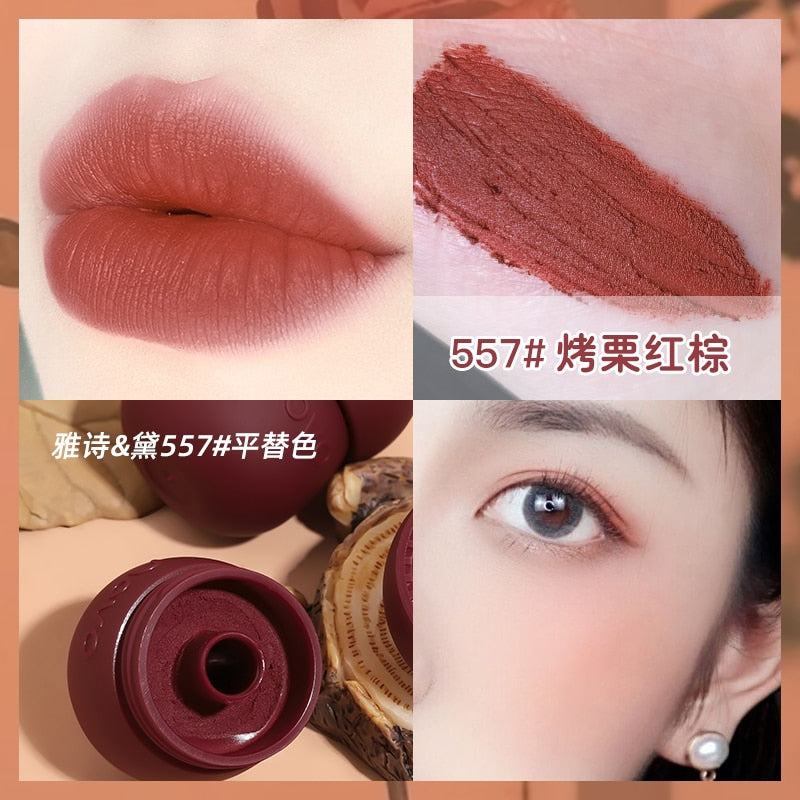 Lip & Cheek Lovely Pinecone-Shape Makeup Velvet Matte Lipstick Waterproof Lip Gloss