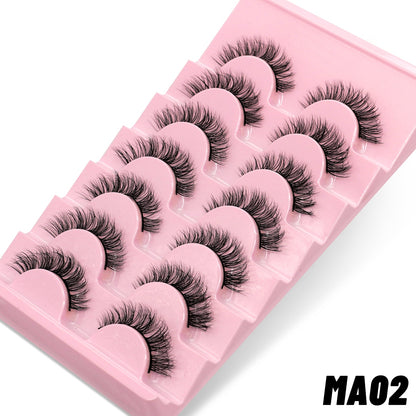 7pairs Eyelashes 3D Natural False Lashes Fluffy Soft Cross Manga Lashes  Natural Eyelash