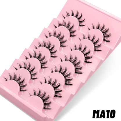 7pairs Eyelashes 3D Natural False Lashes Fluffy Soft Cross Manga Lashes  Natural Eyelash